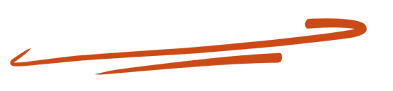 A curved, orange brushstroke on a white background.